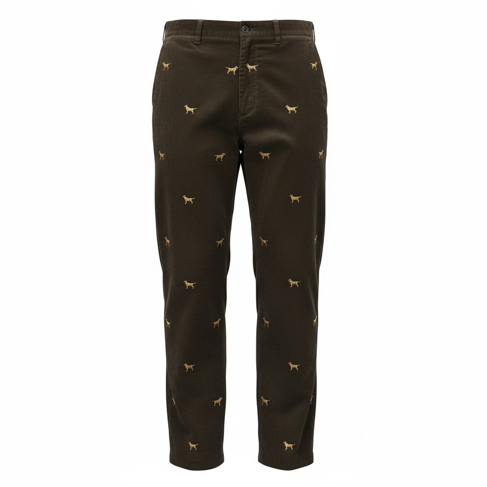 Castaway Corduroy Pants - Brown with Embroidery